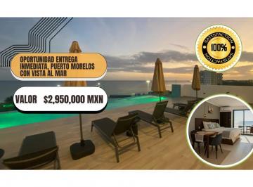 Departamento · 34m² · 1 Recámara · Oportunidad Departamento en Puerto Morelos, Vista Al Mar, Centro, Turistico.