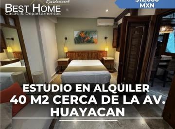 Departamento · 40m² · 1 Recámara · 2 Estacionamientos · Estudio de 40 m² en Renta Cerca de Av Huayacan - Cancún