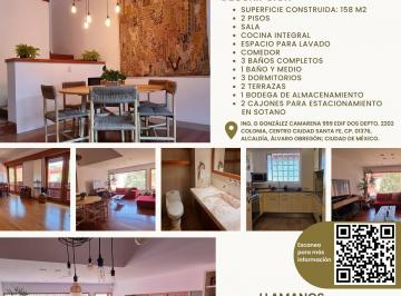 Departamento de 3 habitaciones, Alvaro Obregón · Departamento en Dos Niveles · 158 m² · 2 Terrazas · Santa Fe · $8,500,000 Mxn
