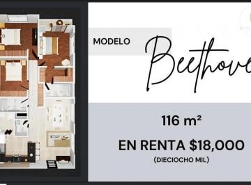 Departamento · 116m² · 3 Recámaras · 2 Estacionamientos · Departamento en Renta en Los Cantos de 3 Rec. y Baolcon