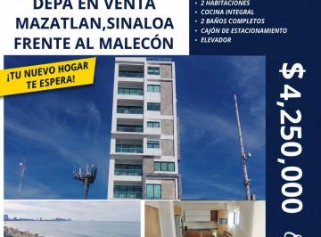 Departamento de 2 habitaciones, Mazatlán · Departamento en Venta en Mazatlan, Sinaloa (Frente Al Malecon)