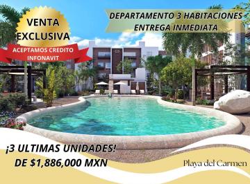 Departamento · 81m² · 3 Recámaras · 1 Estacionamiento · Departamento 3 Recamaras en Playa del Carmen Entrega Inmediata