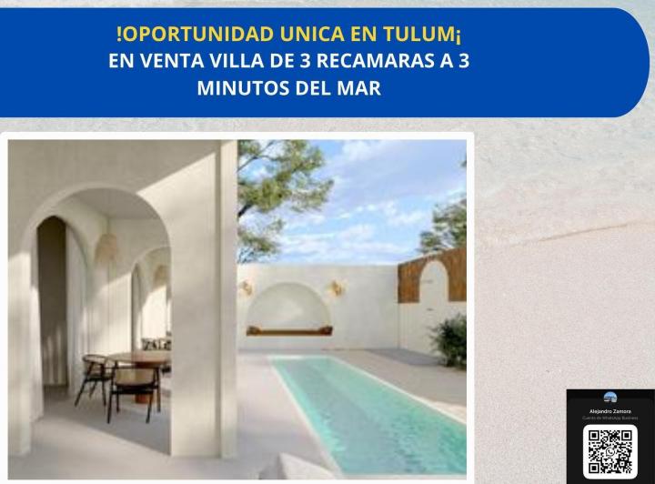Venta de Villa de 3 Recamras con Alberca Privada Ubicada en Tulum