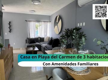 Casa · 97m² · 3 Recámaras · 2 Estacionamientos · Casa en Venta de 3 Habitaciones en Playa del Carmen con Casa Club y Asadores