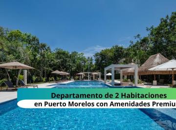 Departamento · 79m² · 2 Recámaras · 1 Estacionamiento · Departamento en Venta en Puerto Morelos de 2 Habitaciones Entrega Inmediata con Albercas y Cancha