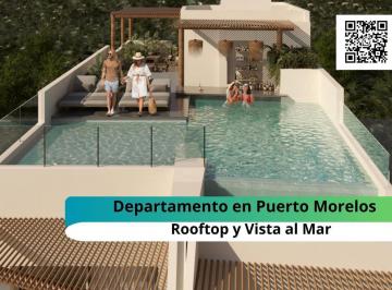 Departamento · 45m² · 1 Recámara · Departamento en Venta 1 Habitación en Puerto Morelos con Alberca y Rooftop