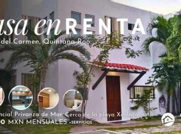 Casa en condominio de 2 habitaciones, Solidaridad · Casa Amueblada en Renta Playa del Carmen, Privanza del Mar, Xcalacoco