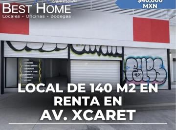 Local comercial · 140m² · 2 Estacionamientos · Local en Renta de 140 m² en Av Xcaret - Cancún
