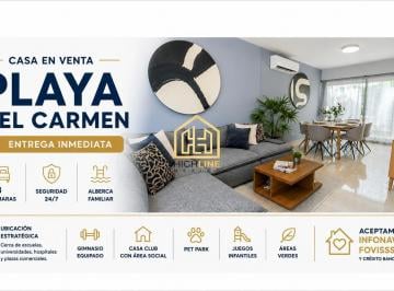 Casa · 97m² · 3 Recámaras · 2 Estacionamientos · Casa en Venta Playa del Carmen 3 Recámaras con Alberca y Seguridad Entrega Inmediata
