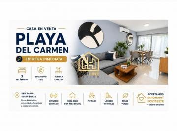 Casa · 97m² · 3 Recámaras · 2 Estacionamientos · Casa en Venta Playa del Carmen 3 Recámaras con Alberca y Seguridad Entrega Inmediata