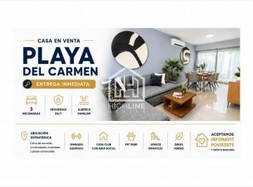 Casa · 97m² · 3 Recámaras · 2 Estacionamientos · Casa en Venta Playa del Carmen 3 Recámaras con Alberca y Seguridad Entrega Inmediata