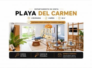 Departamento · 84m² · 2 Recámaras · 1 Estacionamiento · Departamento en Venta Playa del Carmen 2 Recámaras con Alberca Crédito Infonavit y Bancario