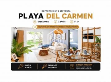 Departamento · 84m² · 2 Recámaras · 1 Estacionamiento · Departamento en Venta Playa del Carmen 2 Recámaras con Alberca Crédito Infonavit y Bancario