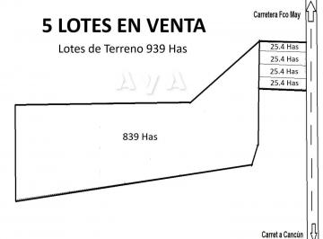 Terreno / Lote · 1m² · 10 Estacionamientos · Terreno en Venta, 939 Has, Para Lotificar, Escriturado, Carret Cancún - Francisco May, Quintana Roo.