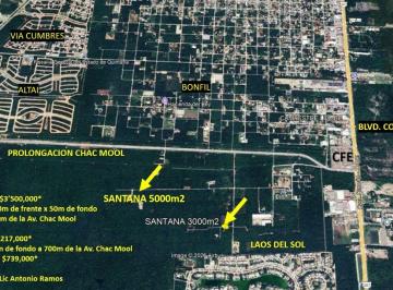 Terreno / Lote , Cancún · 5000 m², Bonfil, Santana a 430 m de La Av Chac Mool