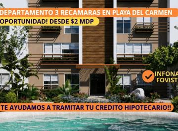 Departamento · 81m² · 3 Recámaras · 1 Estacionamiento · Departamento 3 Recamaras/ Playa del Carmen/ Minutos del Mar/ Plusvalia/ Infonavit/ Creditos Banco.