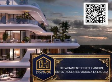 Departamento · 72m² · 1 Recámara · 2 Estacionamientos · Departamento en Venta, 1 Rec, Cancun, Vistas Al Manglar