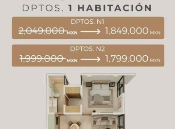 Departamento · 97m² · 2 Recámaras · 1 Estacionamiento · Temozon Ananda Privada con Amenidades Sin Enganche