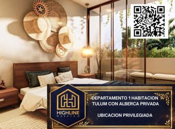 Departamento · 56m² · 1 Recámara · Departamento en Venta, Tulum, 1 Habitacion con Alberca Privada