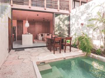 Casa · 193m² · 3 Recámaras · 1 Estacionamiento · Renta Townhouse de 3 Recamaeras, 2 Piscinas Privadas con Roof Top - Villa 2 - en La Kukulkan, Tulum