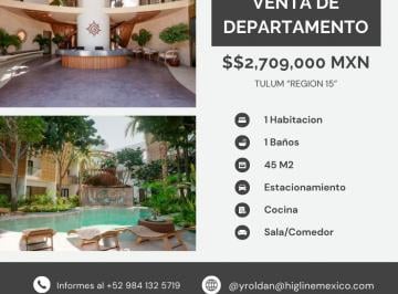 Departamento · 48m² · 1 Recámara · 1 Estacionamiento · Venta Departamento, 1 Habitación, Alberca Privada en Tulum