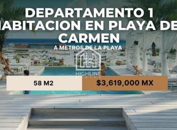 Departamento · 58ha · 2 Recámaras · 1 Estacionamiento · Departamento en Venta Ubicado en Playa del Carmen a m de La Playa