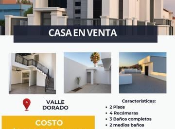 Casa · 4 Recámaras · 3 Estacionamientos · Casa Nueva en Venta en Valle Dorado