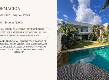 Casa · 400m² · 3 Recámaras · 2 Estacionamientos · Hermosa Casa en Renta Playa Magna Playa del Carmen (Frc - 1103)