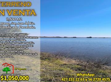 Terreno / Lote , San Juan del Río · Gran Terreno 11,500 m² Frente a Laguna – Ideal Cabañas o Casa de Campo – Sjr