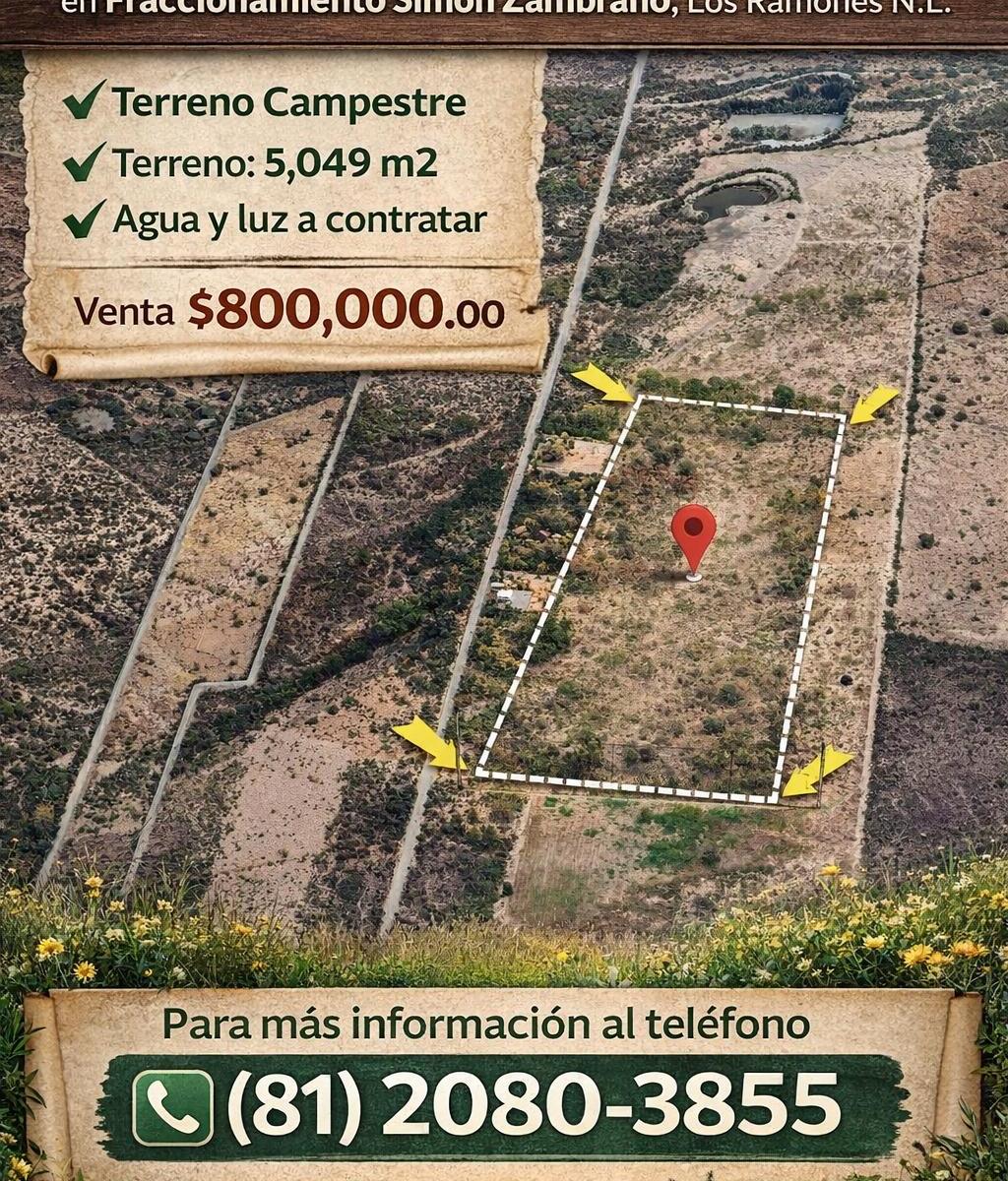 Terreno en Venta en Fracc. Simon Zambrano, Los Ramones N. L.