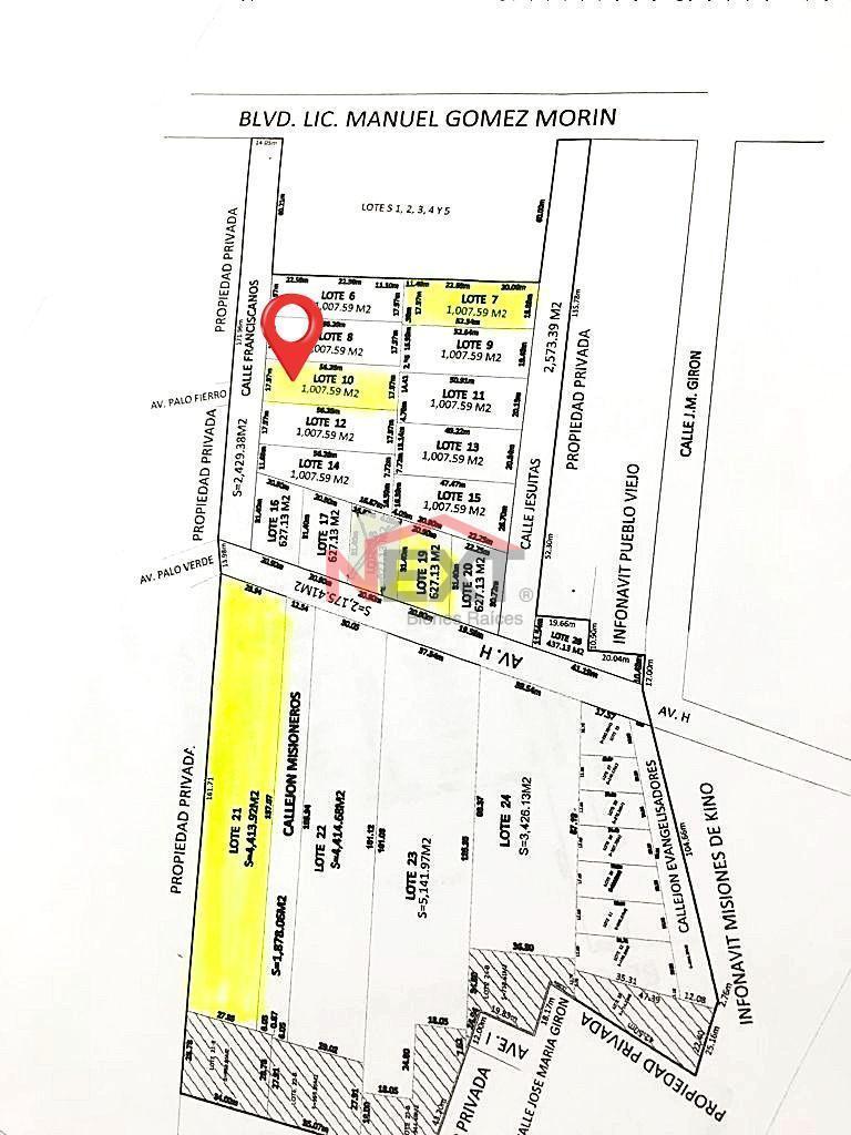 Land for Sale in Conquistadores Residential Subdivision, Pueblo Viejo Neighborhood, Caborca, Sonora