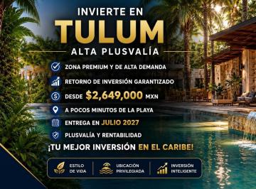 Departamento · 55m² · 1 Recámara · Departamento en Venta en Tulum 1 Habitación con Rooftop, Spa, Alberca, Gimnasio