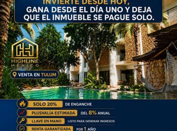 Departamento · 91m² · 2 Recámaras · 1 Estacionamiento · Departamento en Venta en Tulum 2 Habitaciones con Rooftop, Spa, Alberca