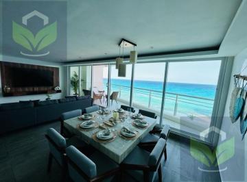 Departamento · 190m² · 3 Recámaras · 2 Estacionamientos · Departamento en Venta Frente Al Mar en Zona Hotelera Cancun
