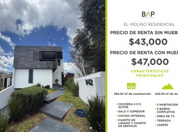 Casa de 3 habitaciones, León · Casa con 445 m² Superficie de Terreno, 3 Recámaras en Renta en Residencial El Molino