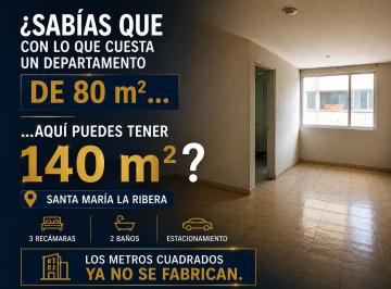 Departamento de 3 habitaciones, Cuauhtémoc · Departamento en Venta Santa María La Ribera 3 Recámaras