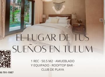 Departamento · 50m² · 1 Recámara · Departamento en Venta 1 Hab Tulum Región 15 Frente Aldea Zamá Plunge Pool Alberca Privada Amueblado