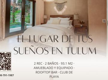 Departamento · 93m² · 2 Recámaras · Departamento en Venta 2 Hab Tulum Región 15 Frente Aldea Zamá Premium Plunge Pool Alberca Privada Am