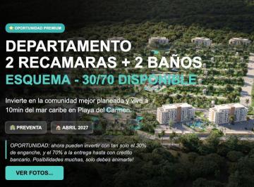 Departamento · 90m² · 2 Recámaras · 1 Estacionamiento · Departammento 2 Recamaras, 2 Baños, Residencial, Playa del Carmen, 30/70