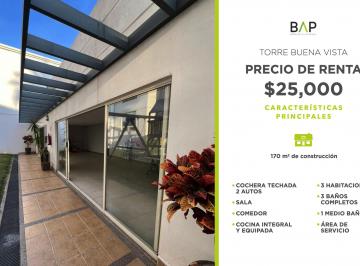 Departamento de 3 habitaciones, León · Departamento de 170 m² con 3 Recámaras en Renta en Torre Buena Vista