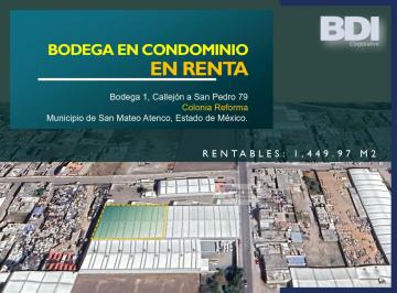 Nave industrial , San Mateo Atenco · Bodega en Condominio en Renta de 1,449.97 m² en San Mateo Atenco, Edo. de México