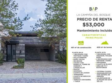 Casa de 4 habitaciones, León · Casa de 4 Recámaras con 400 m² Superficie de Terreno en Renta en La Campiña del Bosque