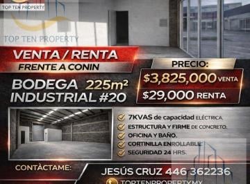 Bodega comercial · 225m² · Bodega Venta y Renta # 20 225 m²