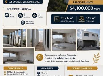 Casa · 202m² · 3 Estacionamientos · Venta de Casa en Encinos Residencial 202.6 m²