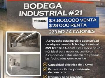 Bodega comercial · 223m² · 4 Estacionamientos · Venta y Renta de Bodega 21 Frente a Conin