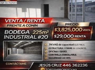 Bodega comercial · 225m² · Bodega Venta y Renta # 20 225 m²
