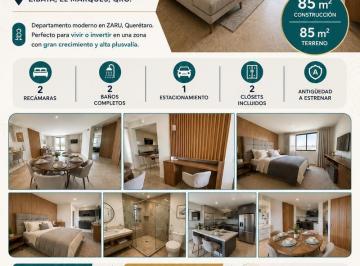 Departamento · 85m² · 2 Recámaras · 1 Estacionamiento · Departamento en Venta Zaru Zibata 85 m²