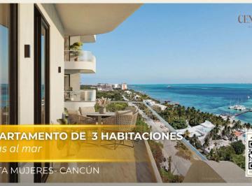 Departamento · 104m² · 3 Recámaras · 2 Estacionamientos · Lujoso Departamento de 3 Habitaciones con Vistas Al Mar y Beach Club en Costa Mujeres Cancun