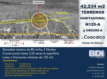 Terreno / Lote , Coacalco de Berriozábal · Terreno Habitacional en Venta en Coacalco, Estado de México - 42,234 m²