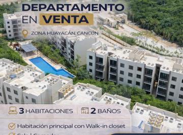 Departamento · 109m² · 2 Recámaras · 2 Estacionamientos · Departamento 3 Recámaras en Av Huayacán | 109 m² | 2 Estacionamientos | Cancún